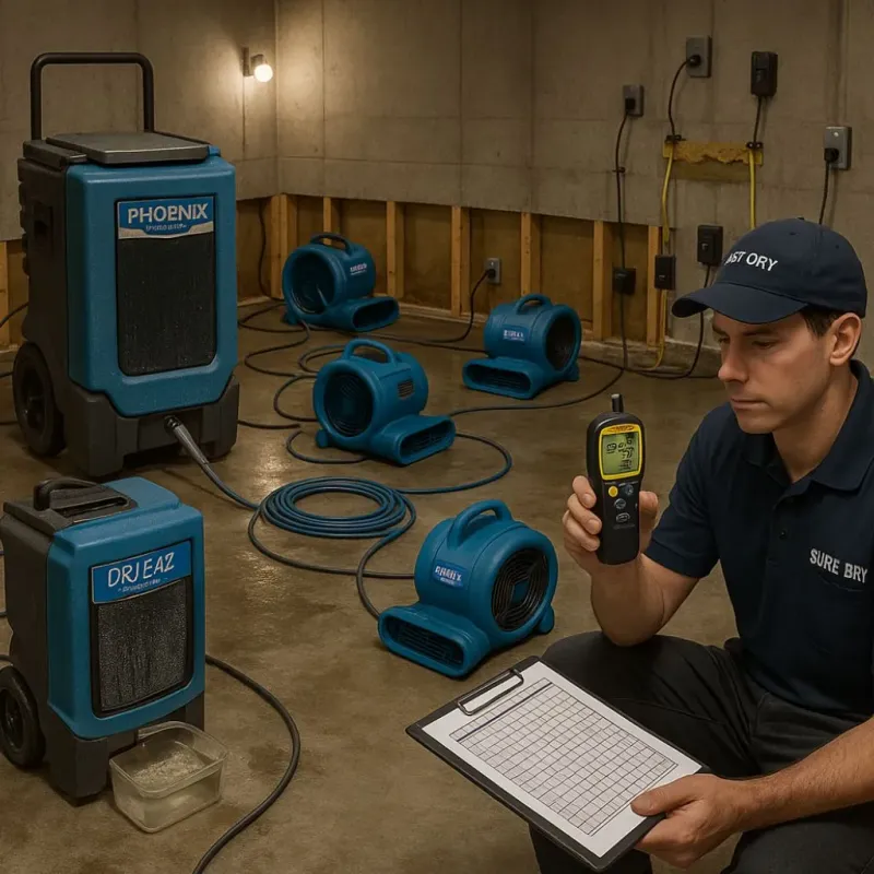 Structural Drying and Dehumidification process in Saluda, VA
